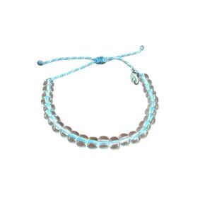4Ocean Clear Glass Bead Bracelet Blue Pink Twist Cord Slide Adjustable Eco
